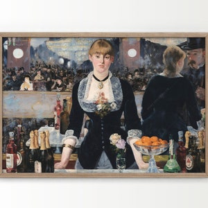 Edouard Manet A Bar at the Folies Bergère, Dine room decor, Above bar cart, Vintage home decor, Wedding gift, Classic art, Famous painting