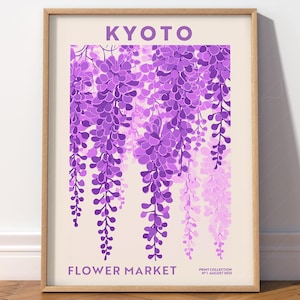 Blumenmarkt Kyoto, Japan Blumen Kunst, moderne Kunst Druck, Stadt Karte, Reise Geschenk, Boho Blumen Poster, Schlafzimmer Kunst, Geschenk für sie