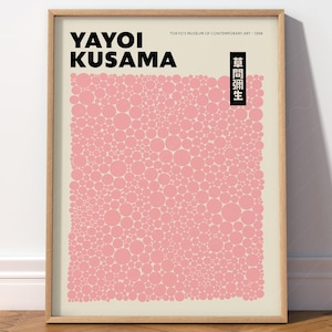 Impression Yayoi Kusama, pois Kusama, art mural rose, art mural pour salon, décoration murale moderne, idée cadeau, art japonais, art contemporain