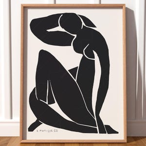 Matisse Poster, Black female line Poster, Black Wall Decor, Neutral Wall Art, Minimalist Decor, Female Body Art, Henri Matisse Print - 9