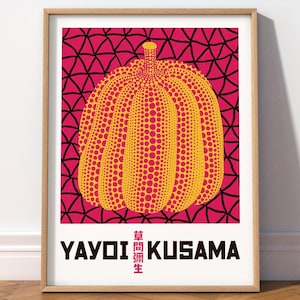 Impresión de Yayoi Kusama, pintura japonesa, póster abstracto, decoración de pared colorida, calabaza Kusama, arte mural moderno, arte contemporáneo