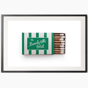 The Beverly Hills hotel Chic home decor Vintage matchbox Modern farmhouse Elegant wall art Gift idea Los Angeles California Travel poster