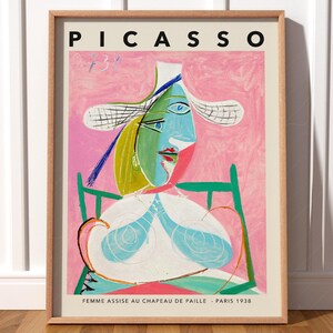 Pablo Picasso Famous Painting Femme au Chapeau Wall art for living room Big sizes posters Eclectic wall art Modern Wall Decor Picasso Hat