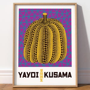 Yayoi Kusama, Japanese Art, Abstract Print, Kusama Pumpkin, Kusama Poster, Modern Print, Art lover gift, Purple and Yellow colors
