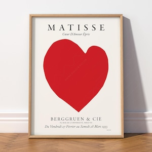 Henri Matisse, Liebesgeschenk, Matisse Rotes Herz, Freundgeschenk, verträumtes Dekor, über Sofa, Schlafzimmerdekor, Wohnzimmer, minimalistische Wandkunst 21A
