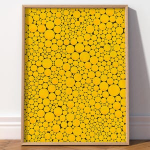 Impresión de Yayoi Kusama, póster de puntos amarillos, arte japonés, amarillo Kusama, decoración de pared moderna, impresión de arte abstracto, decoración de pared amarilla, idea de regalo - 7