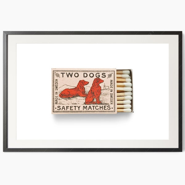 Sweden wall art Travel gift Matchbox print Cool poster Retro print Dog lover gift Antique art Vintage poster Landscape format