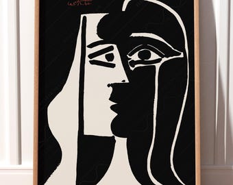 Pablo Picasso Print, Picasso Wall Art, Two Faces, Black White Print, Wedding Gift, Face Line Art, Minimal Decor, Modern Print, Gift Idea 14