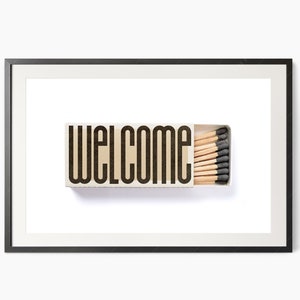 Welcome print Matchbox wall art Entryway print Modern poster Living room art New home gift Above bar cart Cool poster Big sizes