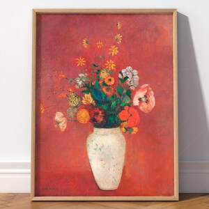 Odilon Redon Floral Art Print Vintage Flower Bouquet in Vase, Antique Oil Painting, Romantic Wall Art, Gift for Her Nursery or Bedroom Decor