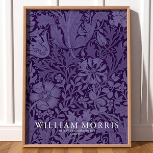 William Morris Art, Purple Wall Art, Botanical Print, Abstract Purple Art, Morris Flower, Leaf Print, Leaves Wall Art, Archival Paper