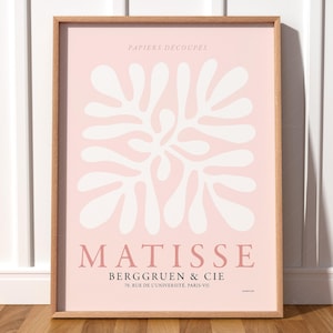 Henri Matisse Pink Print Abstract Cutout Poster, Light Pink Wall Art, Neutral Boho Decor, Modern Art for Girls Bedroom or Gallery Wall 06-05