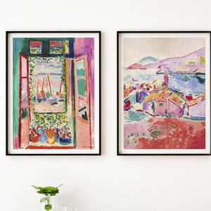 Matisse Gallery Wall, Set of 2, Henri Matisse Print, The Open Window, View of Collioure, Matisse Landscape, Mid Century Modern, Living Decor