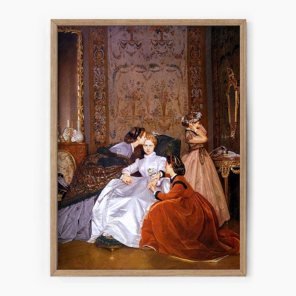 The Reluctant Bride, La Fiancée Hésitante, Auguste Toulmouche, Love story wall art, Gift for friend, Wall art for living room, Victorian era