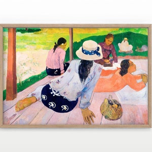 Grabado de Paul Gauguin, Museo Metropolitano, Siesta 1893, Impresión horizontal, Idea de regalo, Póster de Gauguin, Postimpresionista, Arte mural colorido