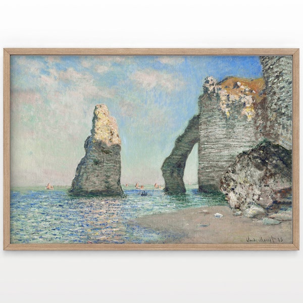 Monet Reproduction, Cliff of Aval, Auburtin at Étretat, Monet Landscape, Ocean View Painting, L'Aiguille, Porte dAmont, Wedding Gift 14