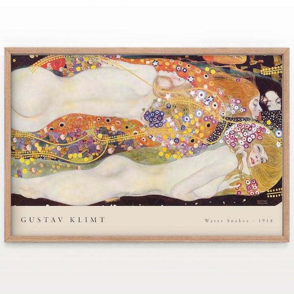 Gustav Klimt Waterslangen, Beroemd Schilderij, Huwelijkscadeau, Art Nouveau, Moderne Stijl, Slaapkamer Muur Decor, Waterslangen, Klimt Art 13