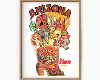 Vintage Arizona Travel Poster: David Klein TWA Art Print