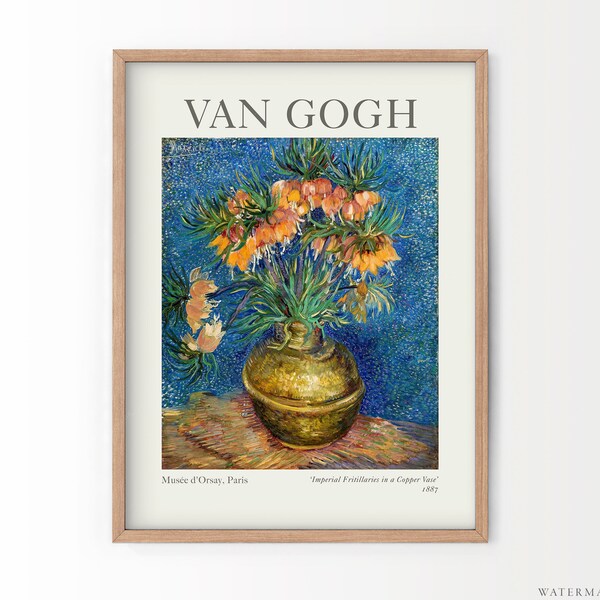 Van Gogh Print, Van Gogh Flowers, Women Bedroom Decor, Wedding Gift, Sunflower Poster, Exhibition, Crown Imperial Fritillaries in vase 31