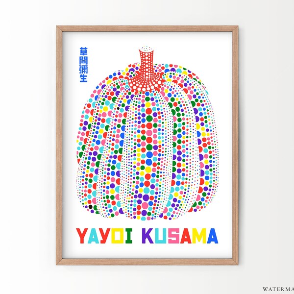 Yayoi Kusama Poster, Japanese Art, Abstract Print, Colourful Decor, Kusama Pumpkin, Bright Colors, Gift Idea, College room decor  4