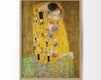 Affiche le baiser, impression de Gustav Klimt, cadeau pour elle, peinture de Gustav Klimt, oeuvre d'art, reproduction de Klimt, Klimt le baiser, tableau célèbre