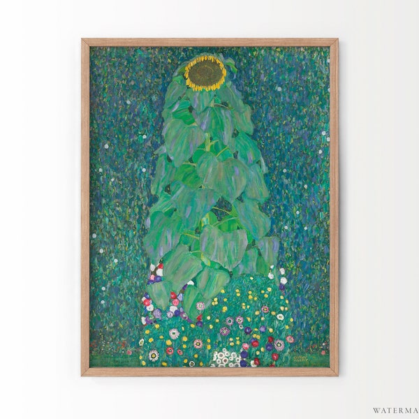 Gustav Klimt, Klimt Sunflower, Famous artwork, Floral Wall Decor, Gift Idea, Green Wall Art, Nature Painting, Girls Bedroom, Museum Quality