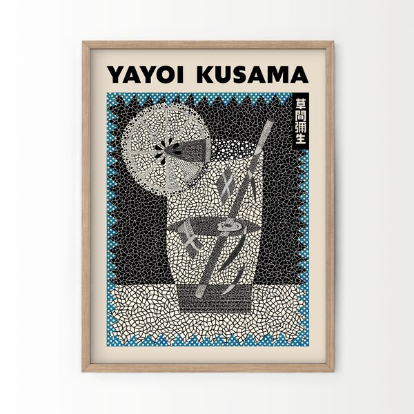 Yayoi Kusama Poster, Summer Cocktail Print, Bar Cart Decor, Gift Idea, Summer Drinks, Aesthetic Decor, Dine Room, Modern Print, Kitchen Art