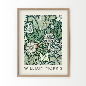 William Morris Poster, Floral Wall Art, Vintage Flowers Poster, Anniversary Gift, Flower Print, Green Floral, Morris Compton, Museum Quality