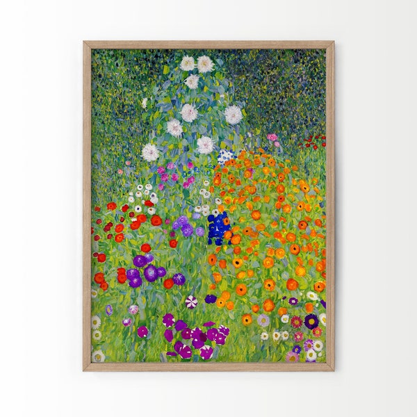 Gustav Klimt Poster, Klimt Garden, Klimt Flowers, Floral Wall Decor, Spring Wall Art, Gift Idea, Summer Wall Print, Gustav Klimt Painting