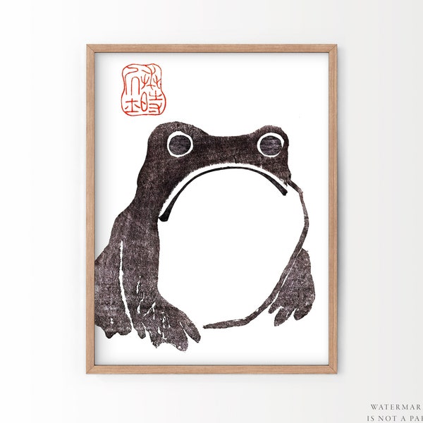 Matsumoto Hoji, Vintage Japanese Art, Frog Art, Toad Poster, Animals Prints, Reproduction Woodblock Art, Gift Idea, Meika Gafu, Teen Bedroom