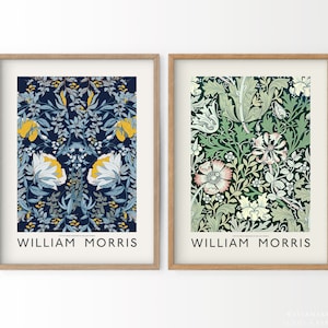 Set of 2 Print, William Morris Print, Morris Wall Paper, Morris Flower, Morris Marigold, Gift for her, Bedroom Wall Art, Green Leaves