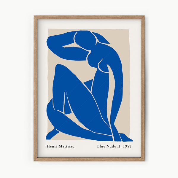 Matisse Nu Bleu Print, Blue Nude Poster, Matisse Exhibition, Female Body Art, Line Draw Art, Minimalist Decor, Blue Wall Decor, Gift Idea