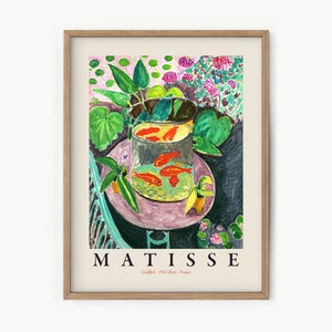 Henri Matisse Print, Mid Century Modern, Matisse Exhibition, Matisse Goldfish, Floral Art Print, Matisse Fishbowl, Nature Wall Art