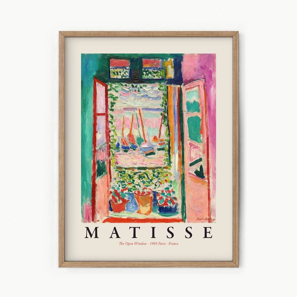 Henri Matisse The Open Window, Pink Art, Matisse Poster Exhibition, La Fenêtre ouverte à collioure, High Quality Print, Large Sizes