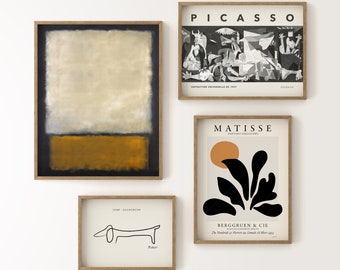 Rothko, Matisse, Picasso, Gallery Wall, 4 Piece Wall Art, Minimalist Gallery Set, Neutral Living Room, Boho Art, Mid Century Modern Gallery