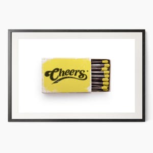 Proost luciferdoosje muurkunst Retro poster Cadeau voor vriend Boven bar winkelwagen Eetkamerinrichting Keukenkunst Jubileumcadeau Zwart en geel 52