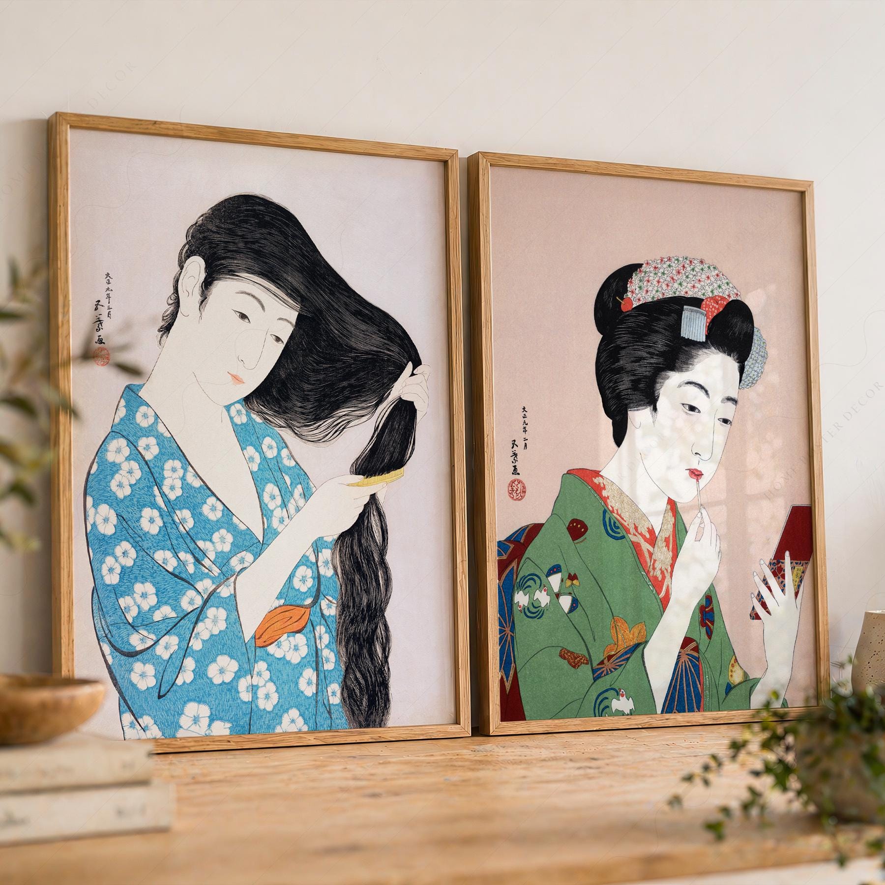アート・デザイン・音楽 1996 Hanga Geijutsu No.94 w/ Yabe Print Japanese Woodblock Art Print Set of 2, Hashiguchi Goyo Geisha