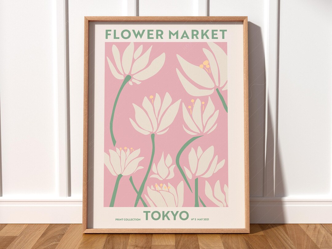 Flower Market Print, Pink Floral Wall Decor, Spring Art - Etsy