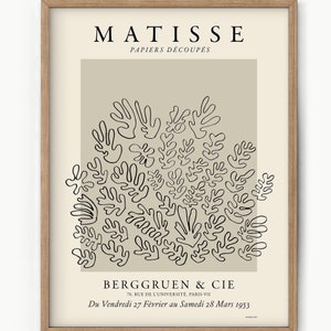 Neutral Wall Decor, Matisse Print, Minimalist Line Art, Matisse Flowers, Mid Century Modern, Beige Print, Abstract Poster 02-05