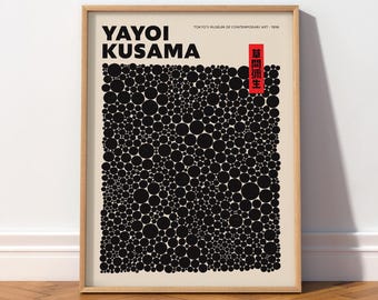 Yayoi Kusama Print, Black Dots, Japanese Modern Art Poster 12