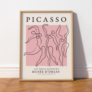 Lámina "Bailarines en el árbol" de Picasso, arte minimalista de una sola línea, decoración rosa 16