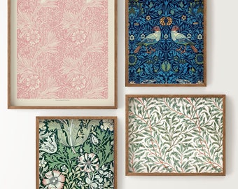 Gallery Wall Set, William Morris, Set of 4 Prints, Floral Gallery, Modern Minimalist, Mid Century Modern, Contemporary Art, 11x14" 8x10"