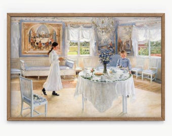 Carl Larsson A Day of Celebration Art Print – Elegant Scandinavian Interior Painting 108