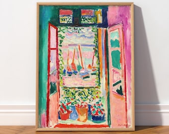 Matisse Open Window Print, Colorful Wall Art, Mediterranean View Poster, Vibrant Modern Art