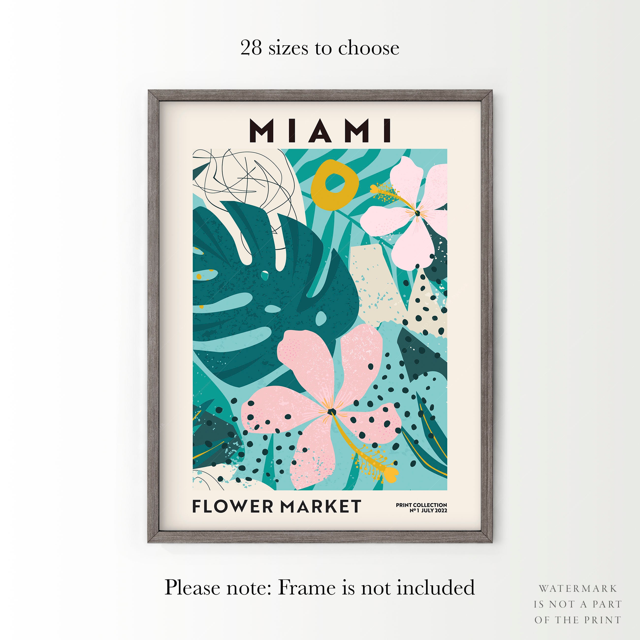 Flower Market Miami Floral Shop Sign Florida Poster Beach Etsy