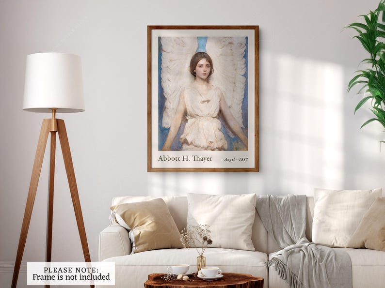 Antique art prints, American artist, Exhibition Poster, Angel painting, Abbott Handerson Thayer 1 image 11