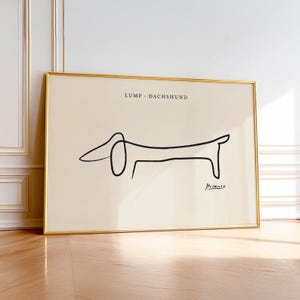 Picasso Dachshund Line Art Print, Minimalist Dog Wall Decor