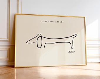 Picasso Dachshund Line Art Print, Minimalist Dog Wall Decor