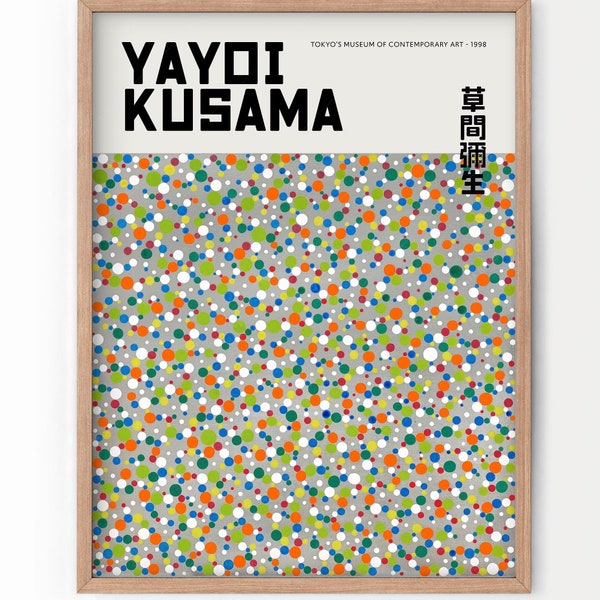 Kleurrijke muur decor, Yayoi Kusama Dots, Kusma Polka, eclectisch design, moderne print, tienerkamer decor, dochter cadeau, gedrukt en verzonden