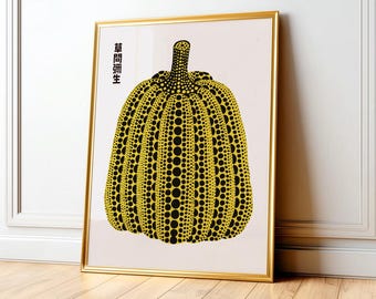 Yayoi Kusama Pumpkin Print, Yellow Black Dots, Modern Art